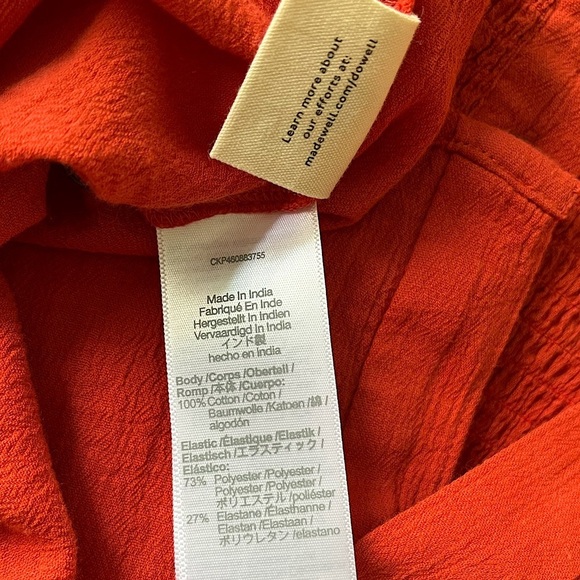NWT Madewell Lucie Eyelet Smocked Top Red Orange Size S - Picture 9 of 12